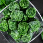 balls of frozen spinach for smoothies