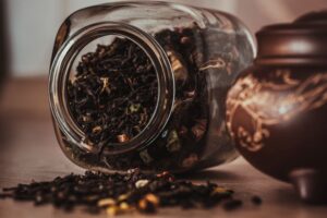 Jar of organic loose leaf tea