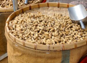 Cajun boiled peanuts recipe with peanuts in a basket